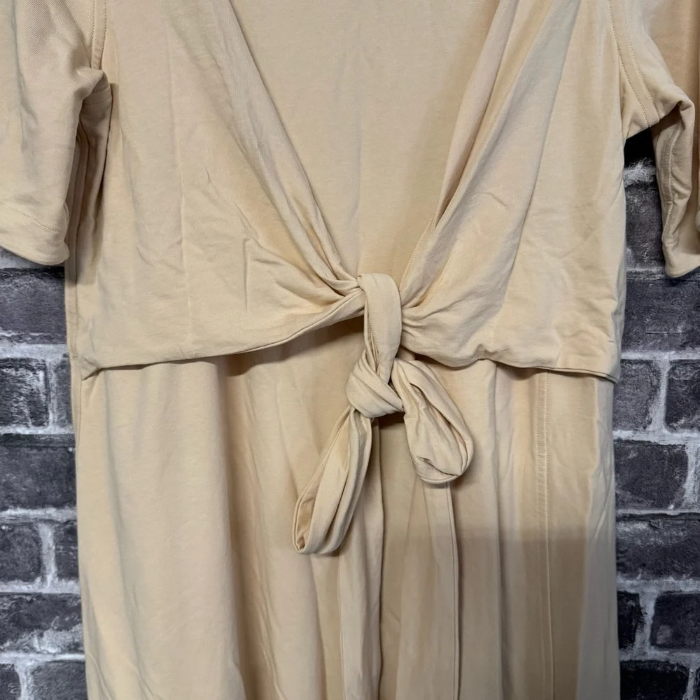 LULULEMON Cotton Wrap-Front T-Shirt Dress yellow